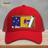 Australian Capital Flag Scroll Novelty License Plate Hat Mesh / Red