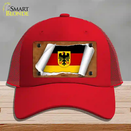 Germany Coat of Arms Flag Scroll Novelty License Plate Hat Mesh / Red