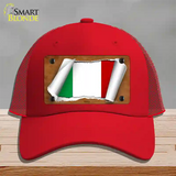 Italy Flag Scroll Novelty License Plate Hat Mesh / Red