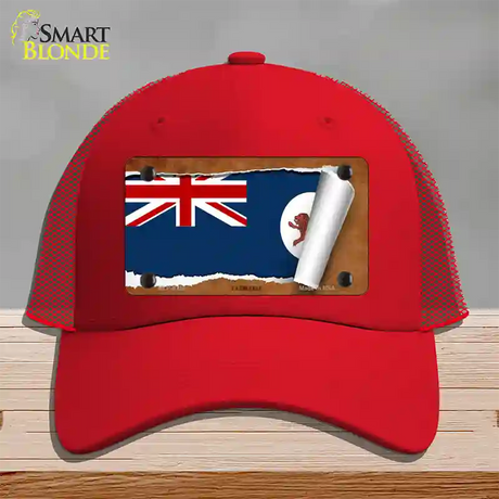 Tasmania Flag Scroll Novelty License Plate Hat Mesh / Red