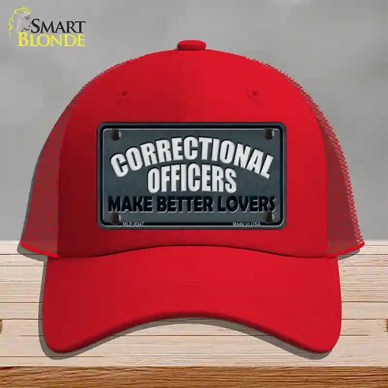 Corrections Officer Better Lover Novelty License Plate Hat Mesh / Red