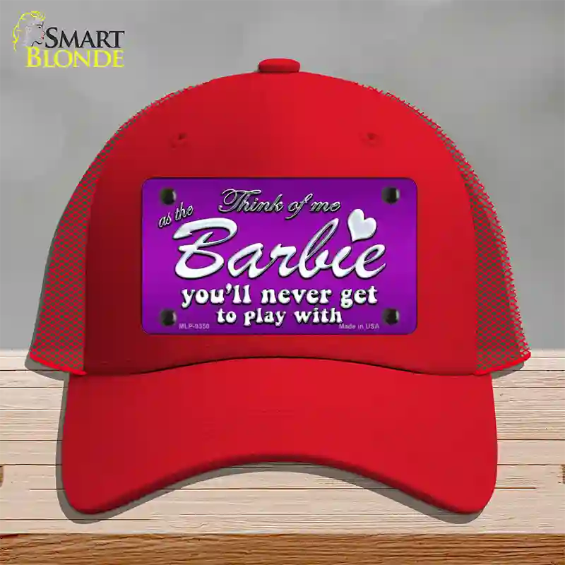 Barbie Never Play Novelty License Plate Hat Mesh / Red