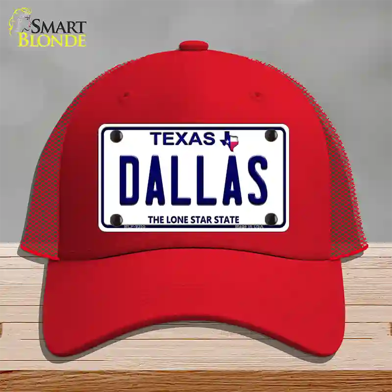 Dallas Texas Novelty License Plate Hat Mesh / Red