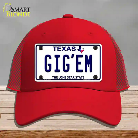 Gigem Texas Novelty License Plate Hat Mesh / Red