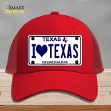 I Love Texas Novelty License Plate Hat Mesh / Red