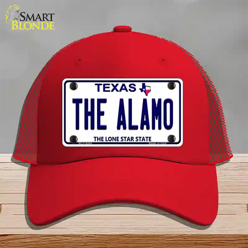 Alamo Texas Novelty License Plate Hat Mesh / Red