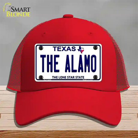 Alamo Texas Novelty License Plate Hat Mesh / Red