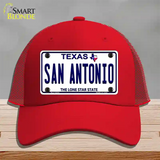 San Antonio Texas Novelty License Plate Hat Mesh / Red