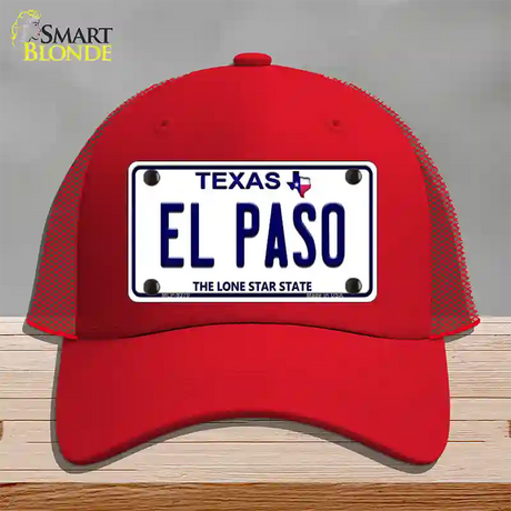 El Paso Texas Novelty License Plate Hat Mesh / Red