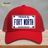 Fort Worth Texas Novelty License Plate Hat Mesh / Red