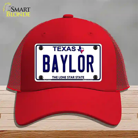 Baylor Texas Novelty License Plate Hat Mesh / Red