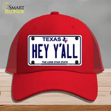 Hey Yall Texas Novelty License Plate Hat Mesh / Red