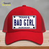 Bad Girl Texas Novelty License Plate Hat Mesh / Red