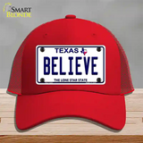 Believe Texas Novelty License Plate Hat Mesh / Red