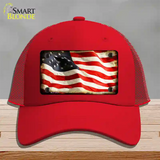 American Vintage Flag Novelty License Plate Hat Mesh / Red