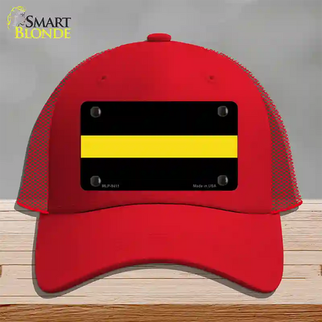 Thin Yellow Line Novelty License Plate Hat Mesh / Red