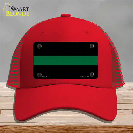 Thin Green Line Novelty License Plate Hat Mesh / Red