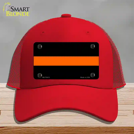 Thin Orange Line Novelty License Plate Hat Mesh / Red