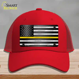 American Flag Thin Yellow Line Novelty License Plate Hat Mesh / Red