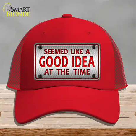 Seemed Like A Good Idea Novelty License Plate Hat Mesh / Red