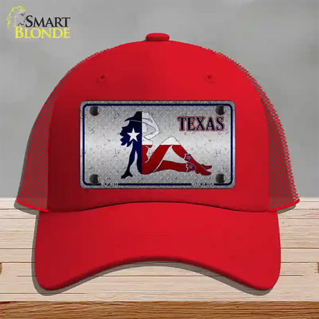 Texas Girl Diamond Novelty License Plate Hat Mesh / Red