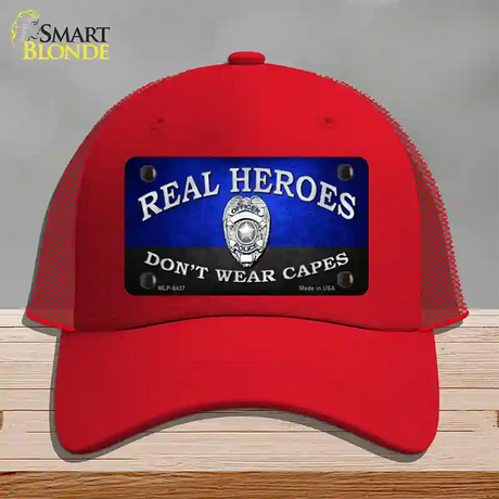 Real Heroes Blue Novelty License Plate Hat Mesh / Red