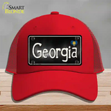 Georgia Flag Script Novelty License Plate Hat Mesh / Red