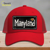 Maryland Flag Script Novelty License Plate Hat Mesh / Red