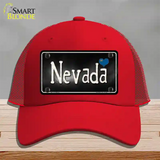 Nevada Flag Script Novelty License Plate Hat Mesh / Red