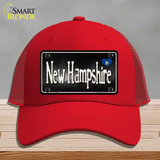 New Hampshire Flag Script Novelty License Plate Hat Mesh / Red