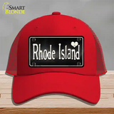 Rhode Island Flag Script Novelty License Plate Hat Mesh / Red