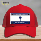 South Carolina I Breathe Blank Novelty License Plate Hat Mesh / Red