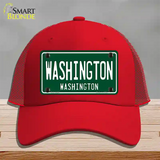 Washington Vintage Green Novelty License Plate Hat Mesh / Red