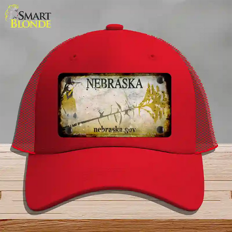 Nebraska Gov Rusty Blank Novelty License Plate Hat Mesh / Red