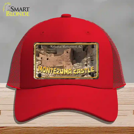 Montezuma Castle Novelty License Plate Hat Mesh / Red