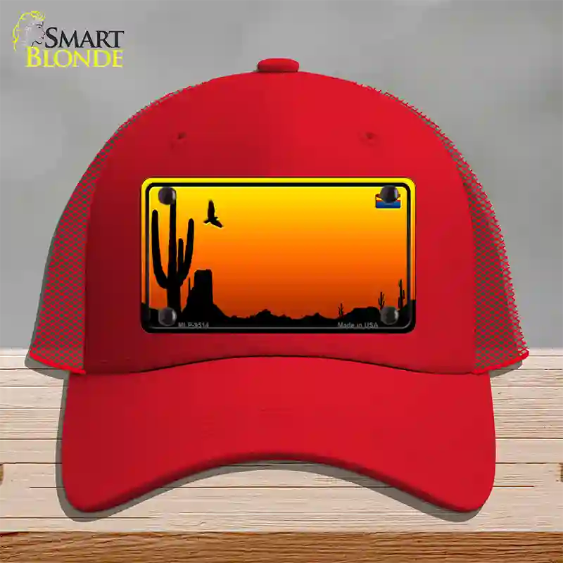 AZ Blank Scenic Novelty License Plate Hat Mesh / Red