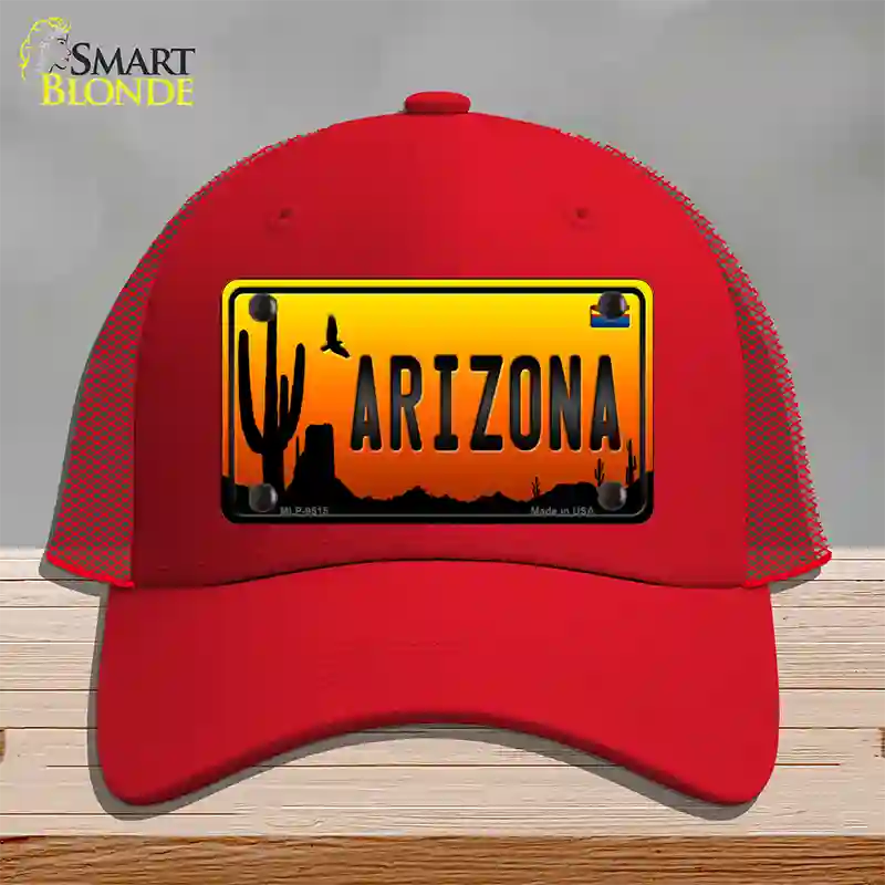 Arizona Scenic Novelty License Plate Hat Mesh / Red