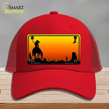 End Trail Blank Scenic Novelty License Plate Hat Mesh / Red