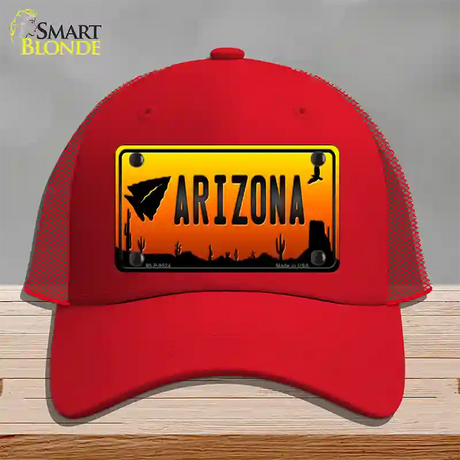 Arrowhead Arizona Scenic Novelty License Plate Hat Mesh / Red