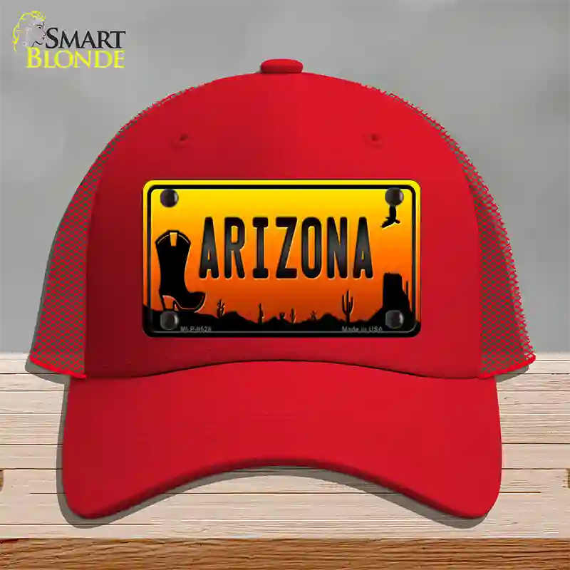 Boot Arizona Scenic Novelty License Plate Hat Mesh / Red