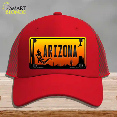 Lizard Arizona Scenic Novelty License Plate Hat Mesh / Red