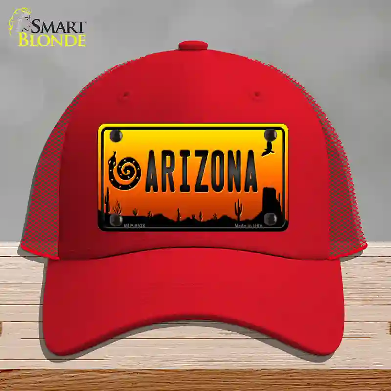 Snake Arizona Scenic Novelty License Plate Hat Mesh / Red