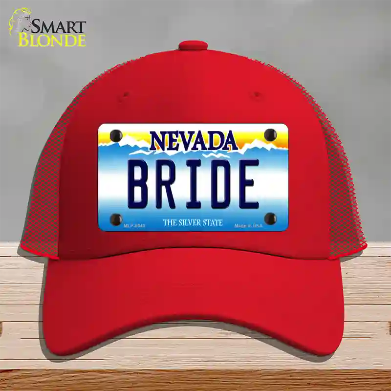 Bride Nevada Novelty License Plate Hat Mesh / Red