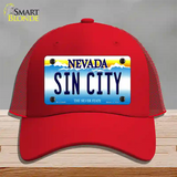 Sin City Nevada Novelty License Plate Hat Mesh / Red