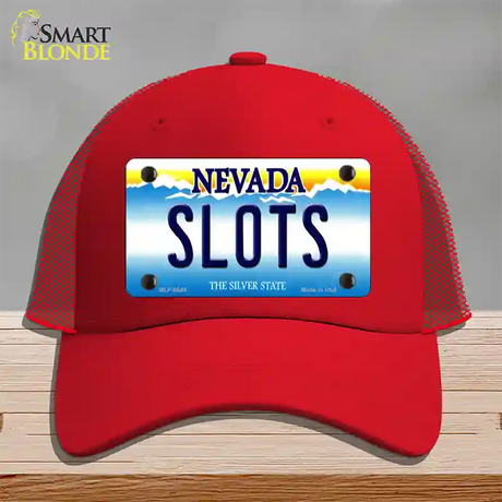 Slots Nevada Novelty License Plate Hat Mesh / Red