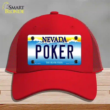 Poker Nevada Novelty License Plate Hat Mesh / Red