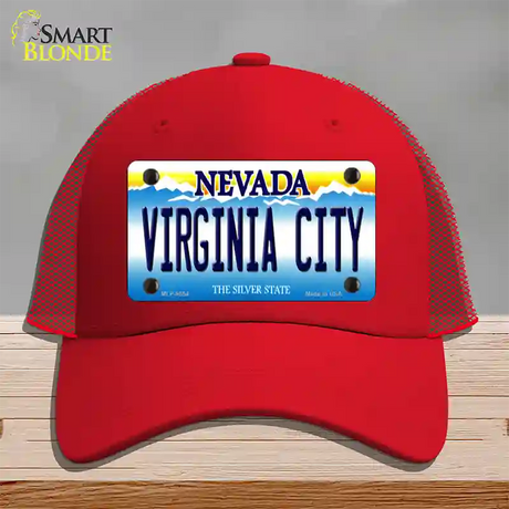 Virginia City Nevada Novelty License Plate Hat Mesh / Red