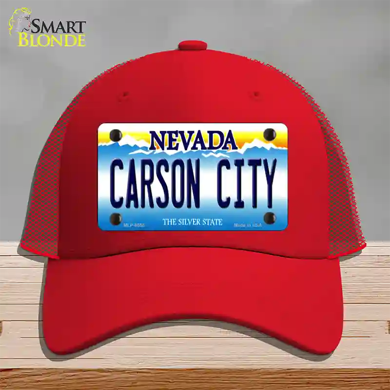 Carson City Nevada Novelty License Plate Hat Mesh / Red