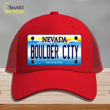 Boulder City Nevada Novelty License Plate Hat Mesh / Red