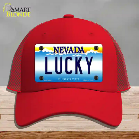 Lucky Nevada Novelty License Plate Hat Mesh / Red